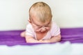 Baby alone angry and crying in his bed Royalty Free Stock Photo