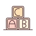 Baby alphabet cubes learn toy, object newborn template line and fill design icon Royalty Free Stock Photo