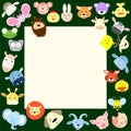 Baby animal face frame