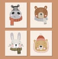 Baby animals set, winter animals collection Royalty Free Stock Photo