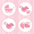 Baby arrival card. Design elements.