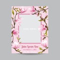 Baby Arrival or Shower Card - with Photo Frame and Magnolia Royalty Free Stock Photo