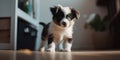 Baby Australian Shepherd Standing On The Floor