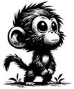 Baby Baboon Linocut Royalty Free Stock Photo