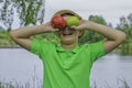 Baby Baby Boy Apples Fruit Autumn Summer Nature Picnic Royalty Free Stock Photo