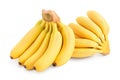 Baby banana bunch isolated on white background with clipping path and full depth of field Royalty Free Stock Photo