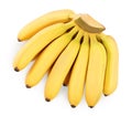 Baby banana bunch isolated on white background with clipping path and full depth of field. Top view. Flat lay Royalty Free Stock Photo