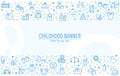 Baby banner with line icons. Vector background