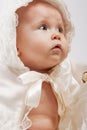 Baby in baptismal clothes Royalty Free Stock Photo