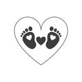 Baby barefoot heart icon. Black is isolated on a white background. Illustration Royalty Free Stock Photo