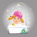 Baby in bath., girl taking bubble bath with foam Royalty Free Stock Photo