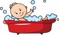 Baby is bathing in tub