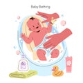 Baby Bathing Vector Illustration with Royalty Free Stock Photo