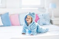 Baby in bathrobe or towel after bath Royalty Free Stock Photo