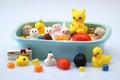 baby bathtub with rubber duckies and bath toys Royalty Free Stock Photo