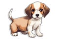 Baby Beagle Dog Sticker On Isolated Tansparent Background, Png, Logo. Generative AI Royalty Free Stock Photo