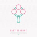 Baby beanbag thin line icon.