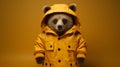 Minimalist Fashion Photography Stylish Bear In Yellow Rain Jacket