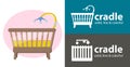 Baby bed icon. baby cradle isolated icon. cradle line, solid flat icon