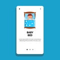 Baby In Bed Sleeping, Boy Sweet Dreams Vector Royalty Free Stock Photo