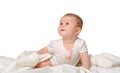 The baby on a bedsheet