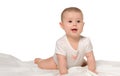The baby on a bedsheet