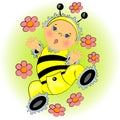 Baby in bee costume illustration Royalty Free Stock Photo