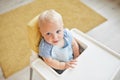 Baby In Bib Waiting For Meal Royalty Free Stock Photo