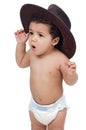 Baby with big hat Royalty Free Stock Photo