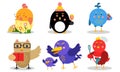 Different Kinds And Colors Of Baby Birds Vector Illustrations Set Cartoon Character