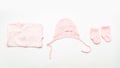 Baby birth concept. pink clothes for a newborn girl. Preparing for childbirth. baby care. Accessories for children. bodusuit and