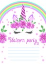 Baby Birthday Party Invitation. Fabulous Unicorn Magical celebration invite. Fairy unicorn princess girl for magic party