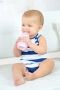 Baby bitting milk bottle