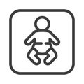 Baby black line icon. Changing diapers sign.