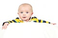 Baby with blank white sign Royalty Free Stock Photo