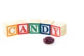 Baby blocks spelling candy Royalty Free Stock Photo