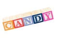 Baby blocks spelling candy Royalty Free Stock Photo