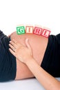 Baby Blocks On Stomach Royalty Free Stock Photo