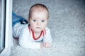 Baby with blue eyes on adorable face Royalty Free Stock Photo