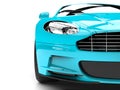 Baby blue modern luxury sports car - extreme closeup shot Royalty Free Stock Photo