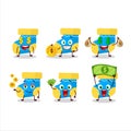 Baby blue socks cartoon character with cute emoticon bring money Royalty Free Stock Photo