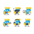 Baby blue socks cartoon character are playing games with various cute emoticons Royalty Free Stock Photo