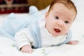 Baby in blue toddlers Royalty Free Stock Photo