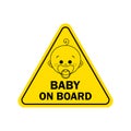 Baby on board with boy sign. Warning sign Royalty Free Stock Photo