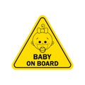 Baby on board with girl sign. Warning sign