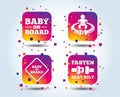 Baby on board icons. Infant caution signs.