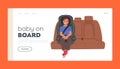 Baby on Board Landing Page Template. Happy Boy Sitting In Car Seat For Child Safe Movement in Vehicle Royalty Free Stock Photo