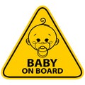 Baby on board sign with boy on white background Royalty Free Stock Photo