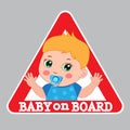 Baby On Board Sign. Car Warning Sign. Boy On Board Color Sticker. Royalty Free Stock Photo