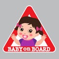 Baby On Board Sign. Car Warning Sign. Girl On Board Sticker. Royalty Free Stock Photo